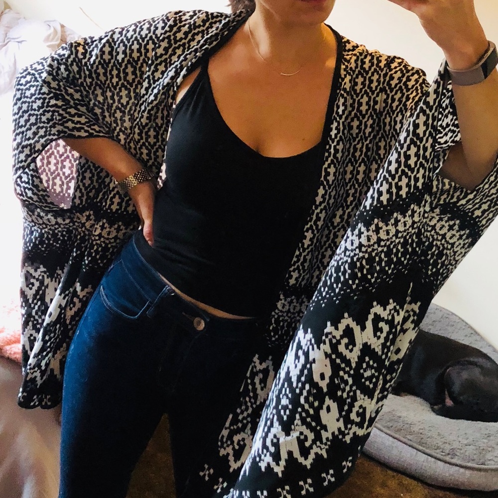 black and white kimono